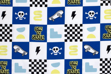 Jersey mit Skateboards, weiß, blau, 0,5 m